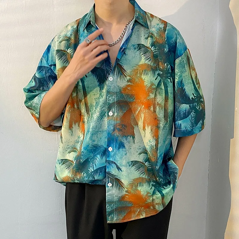 2024 Zomer Nieuw Hawaiiaans Bloemenshirt Met Korte Mouwen Heren Hainan Island Recreatie Strandpak