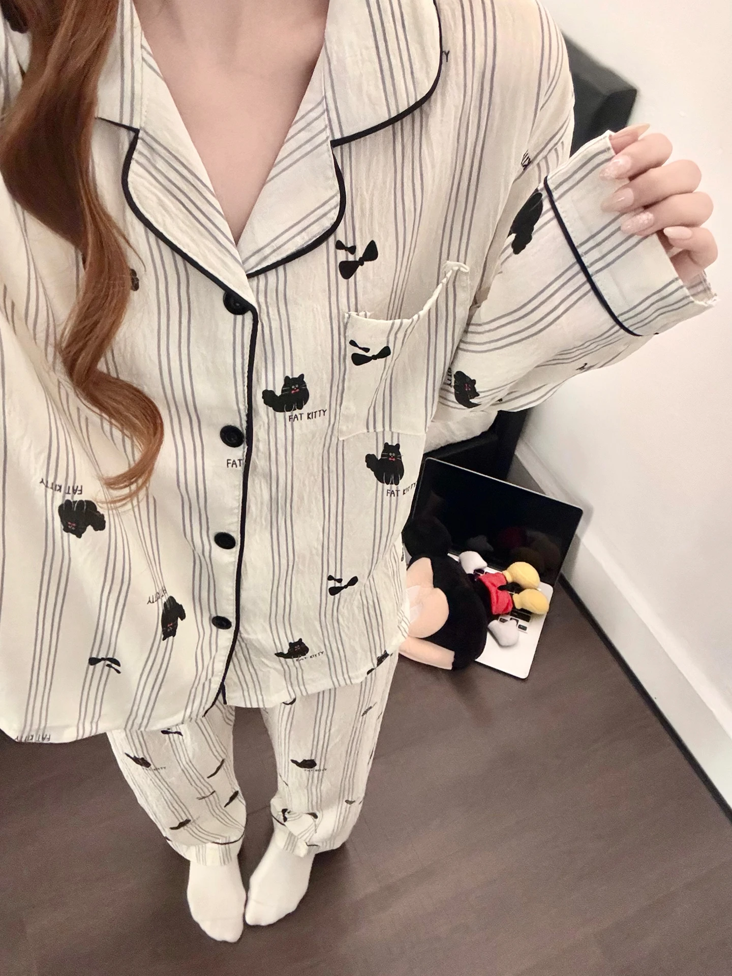 

Комплект для сна из облачного хлопка с длинным рукавом и принтом, женская удобная домашняя одежда, весна-осень, новый стиль, индивидуальный тренд