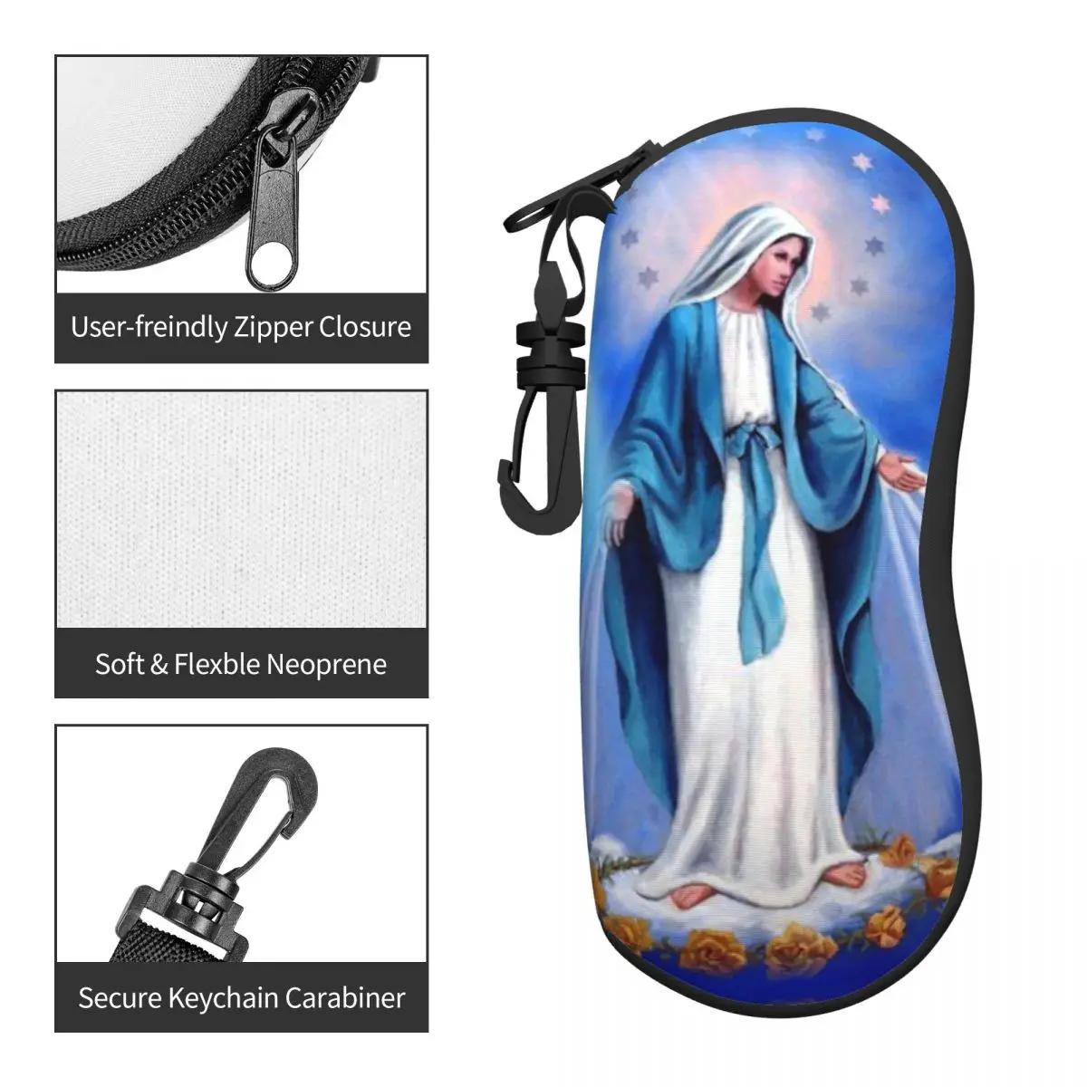 Custom Catholic Virgin Mary Shell Eyeglasses Case Men Women Fashion Our Lady of Fatima Glasses Case Sunglasses Box Pouch