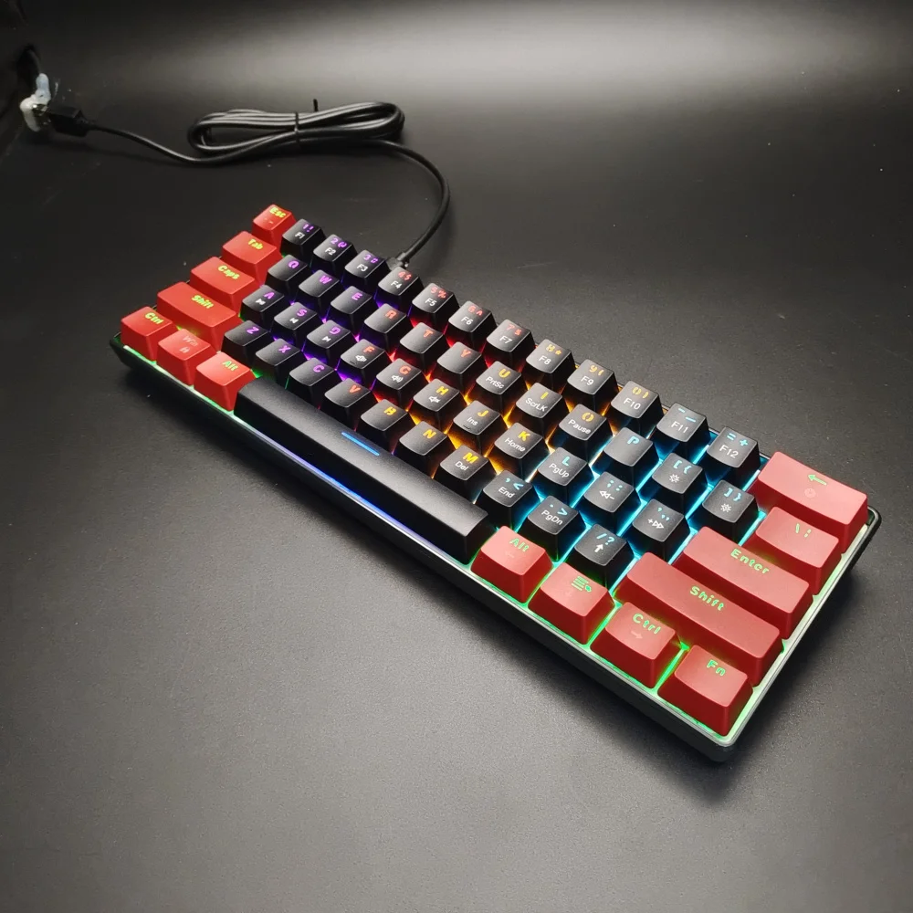 

HXSJ New Arrival Mini 61-Key RGB Wired Gaming Keyboard Computer Accessories for Computer and Laptop for Gaming