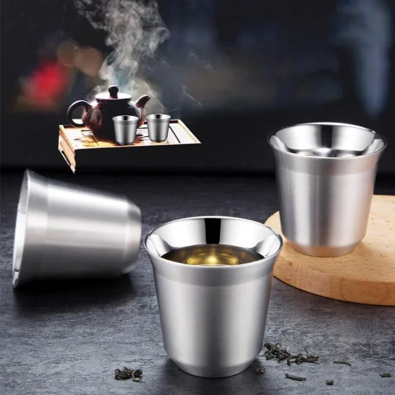 86/160ML/400ML Coffee Cup Double-layer Stainless Steel 304 Easy Clean Ins Coffee Mug Nespresso Cups Milk Mugs Kitchen Drinkware