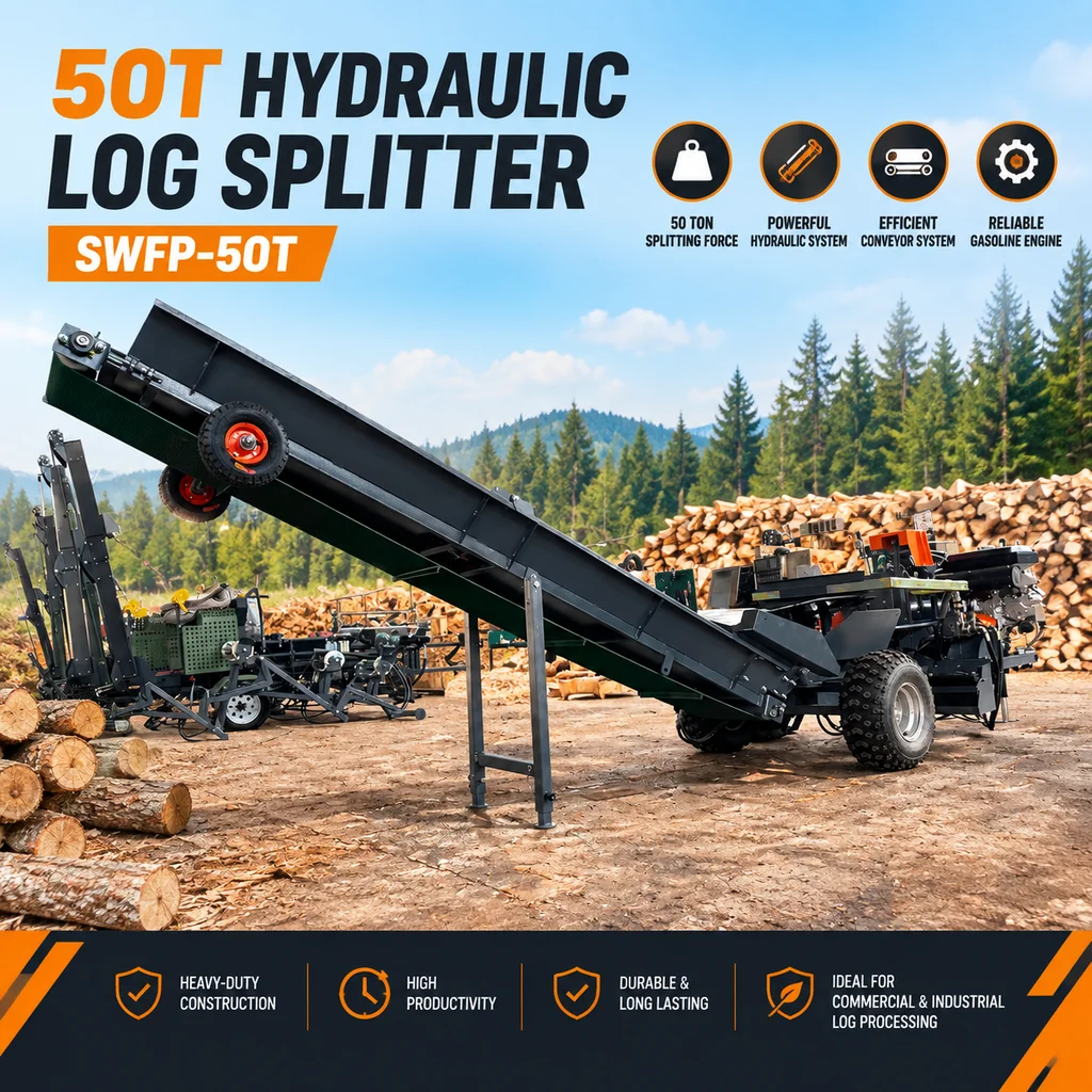 50T Log Splitter 25HP Diesel 27HP 15KW Electric Power Options 55cm Splitting Length