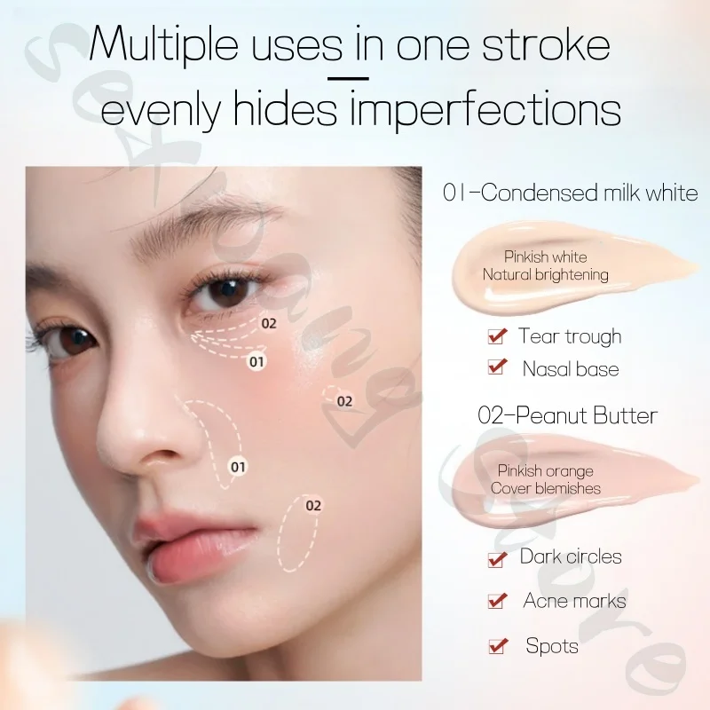 L'emulsione correttore impeccabile MSMEESHU copre macchie, segni dell'acne, strappi, illumina il viso e non è facile da rompere.