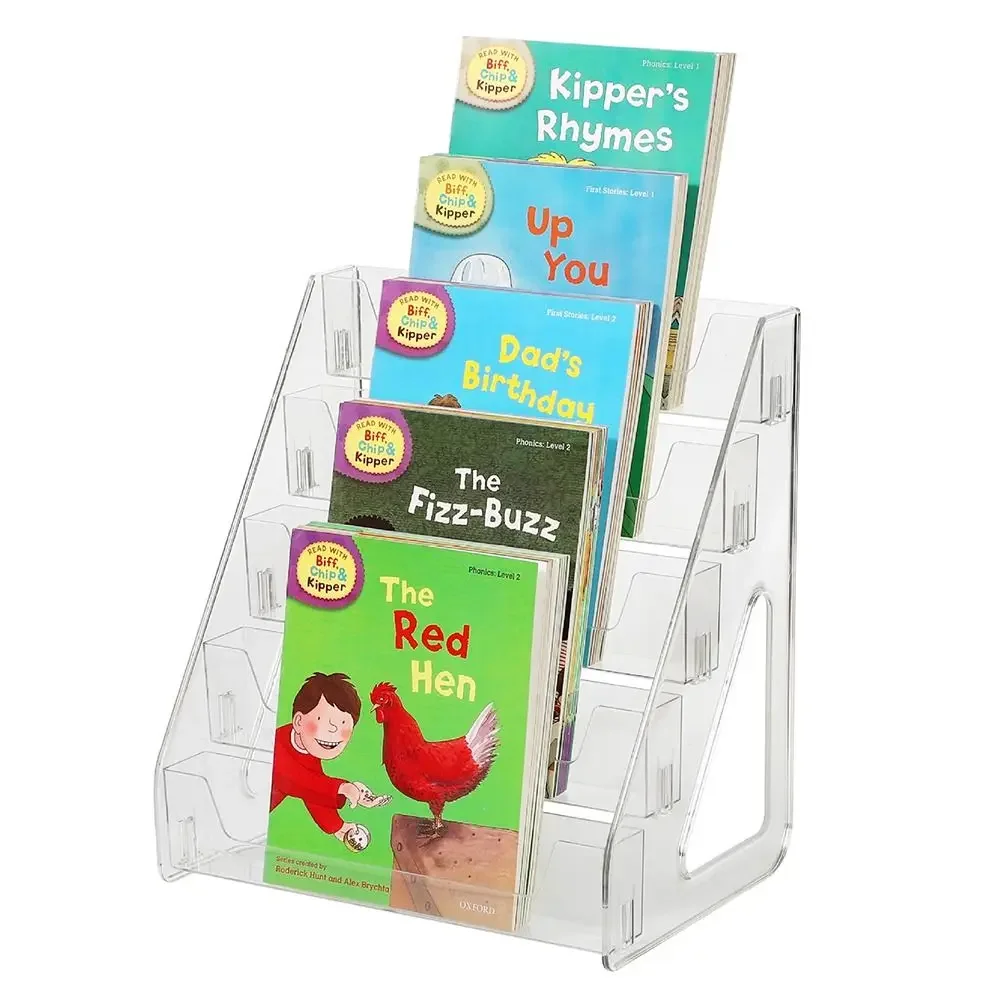 

5 Tier Acrylic Book Display Rack Detachable DIY Greeting Card Storage Rack Decorative Rack Modern Design Badge Display Holder