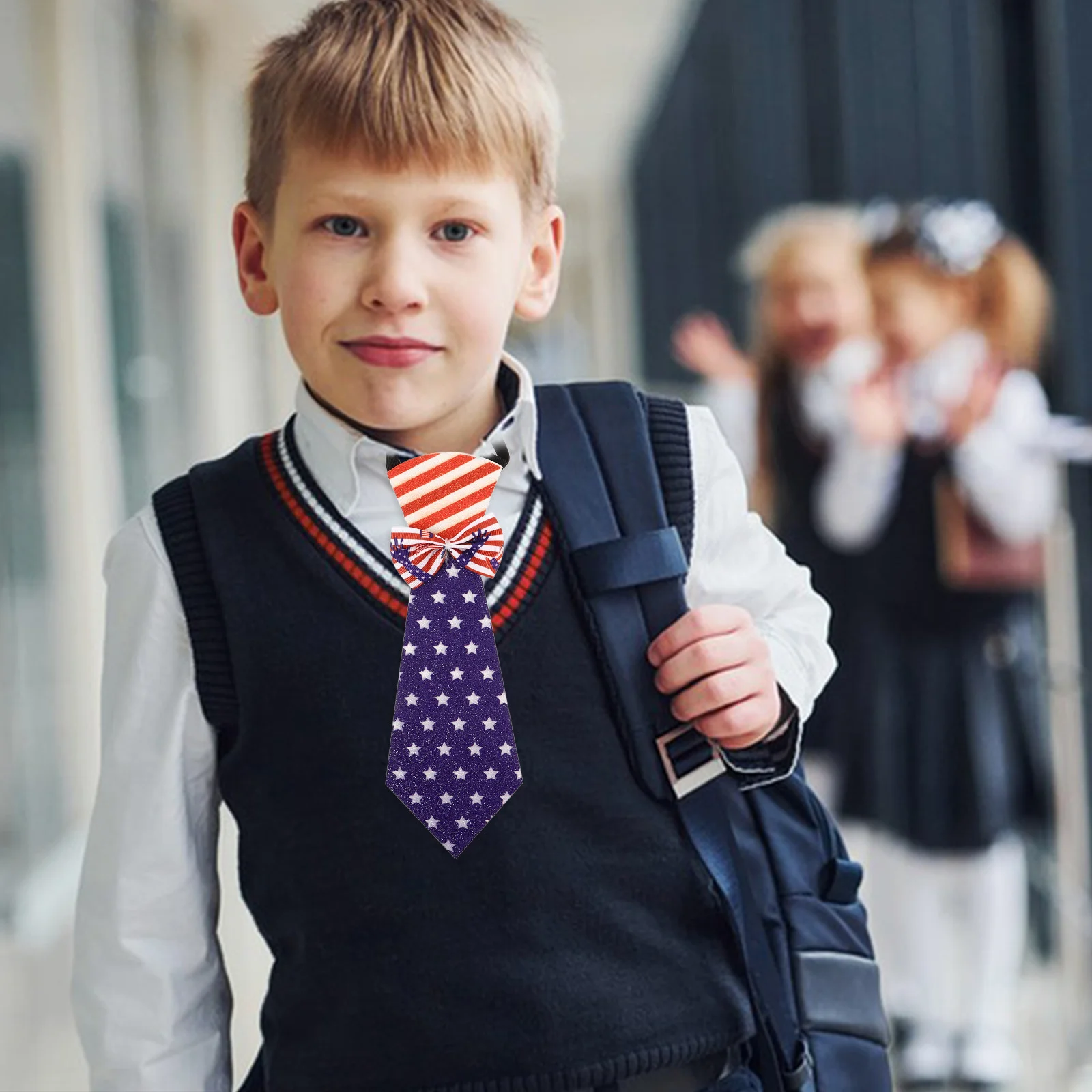 

Usa Independence Day Patriotic Necktie Lightweight Party Tie Holiday Accessory Costume Tie Decorative