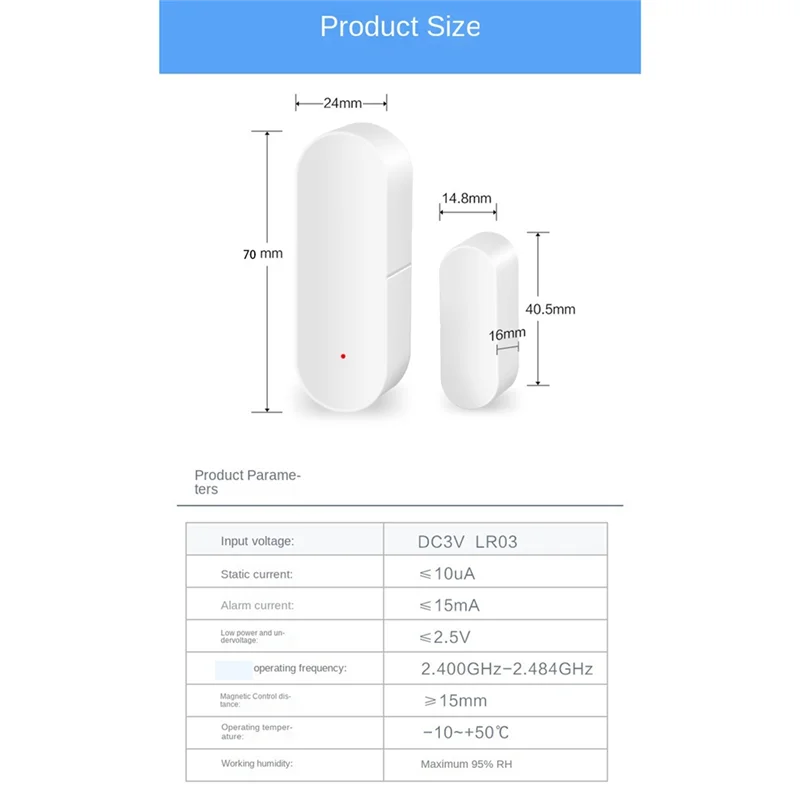 ABKQ-Zigbee 도어 자기 센서 Tuya Smart TUAY 창문 개방형 홈 알림 도난 방지 유도 경보