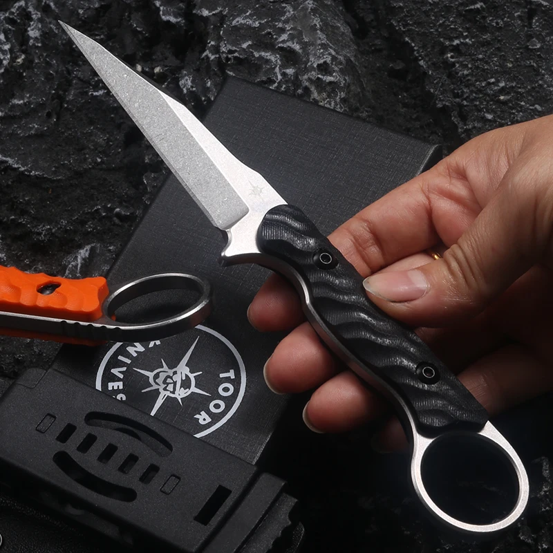 Orange G10 Patch Titanium handle Button lock fin Quick Opening Folding claw (CPM-20CV) Small ring gasket pocket clip