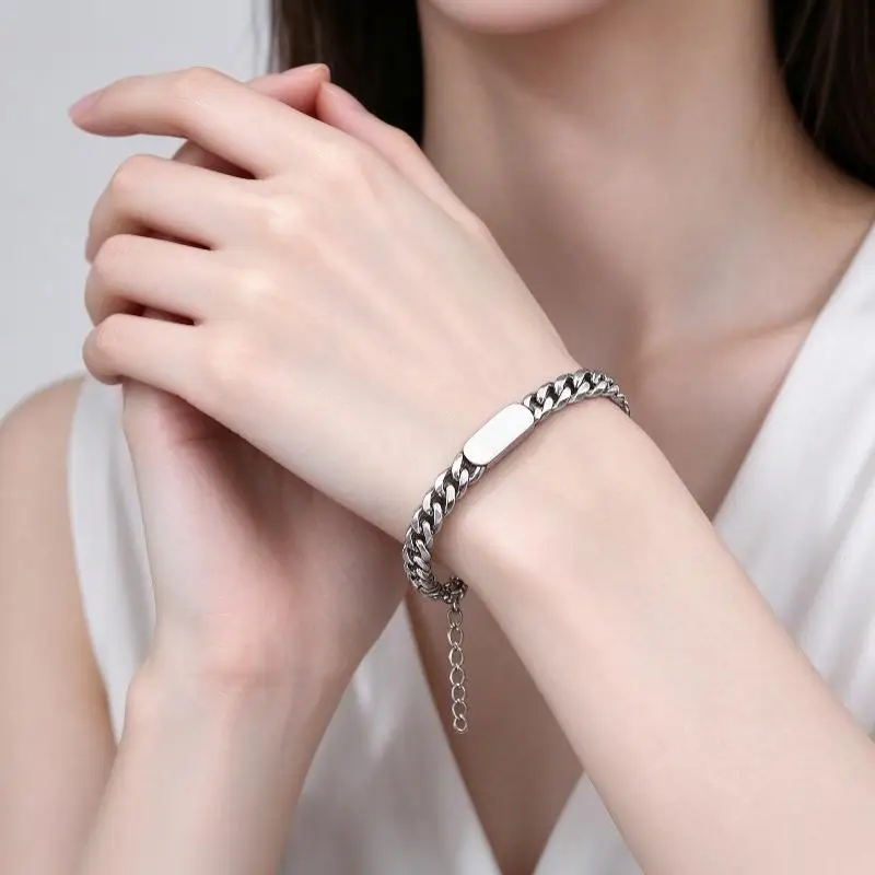 Classic Exquisite Chain Bracelet Bangle For Women Trendy Stainless Steel Thick Hand Chain Anti Allergic Jewelry GiftGold Silver