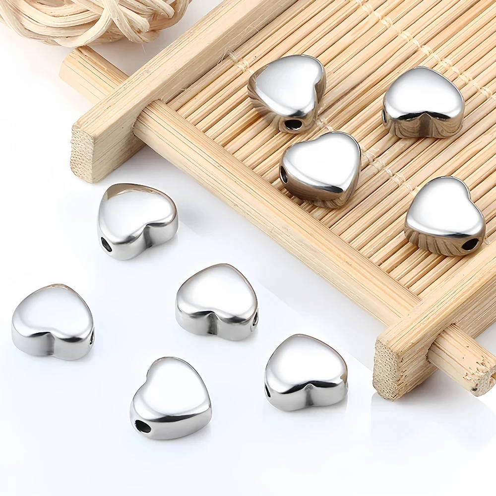 ステンレス鋼チャームハートスペーサービーズペンダントルースビーズゴールドカラー DIY ブレスレットネックレスジュエリーメイキングアクセサリー