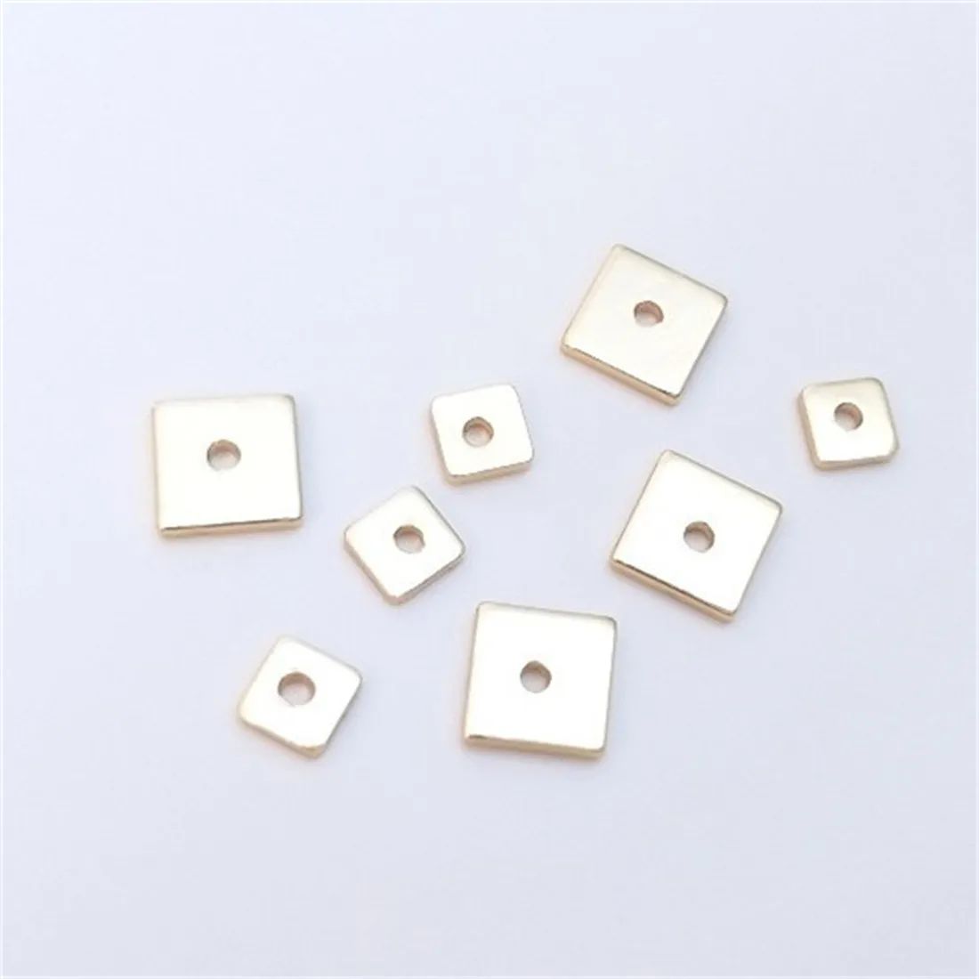 

14K Gold Square Piece Copper Plated Genuine Gold Square Thin Gasket Handmade DIY Bracelet Necklace Jewelry Spacer Material C280