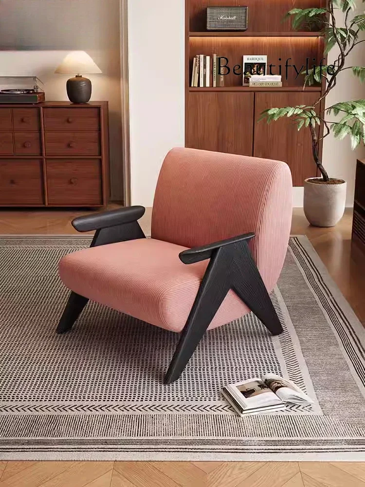 

Modern light luxury sofa single Italian simple antique style living room small apartment bedroom leisure chair