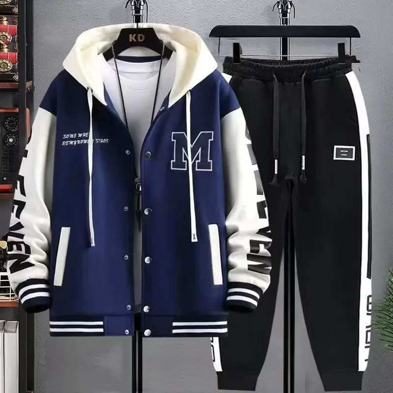 Men's Hooded Tracksuit Set Hoodie Jogger Pants 2 Piece Fashion Sports Wear Korean Popular Clothes Men Plus Size Men's Clothing