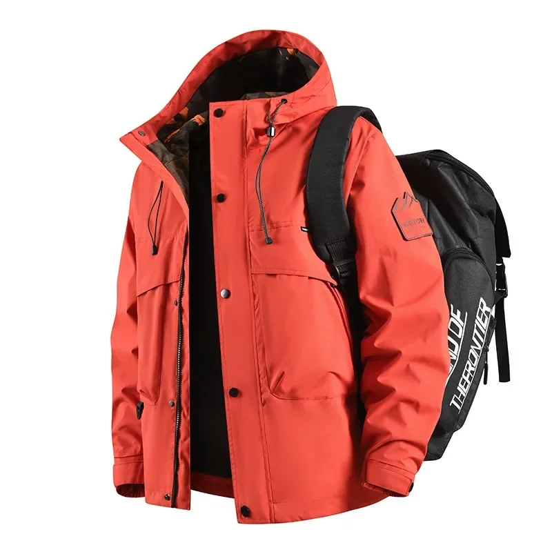 Männer Warme Dicke Winddichte Jacke Männer Qualität Multi-tasche Mit Kapuze Mantel Herrenmode Vielseitige Outdoor Sport Wasserdichte Jacken