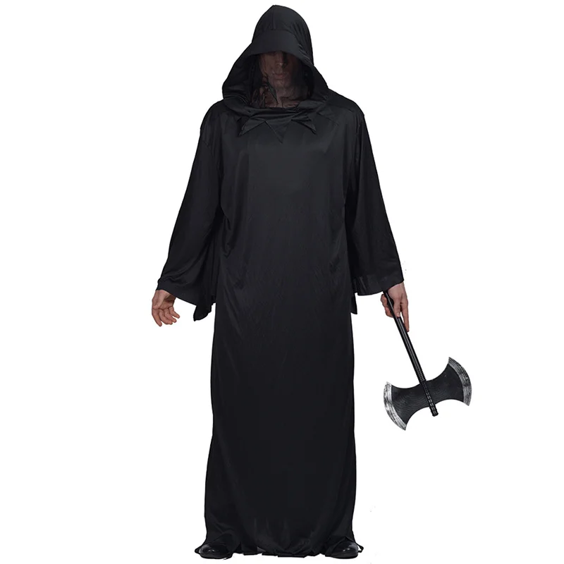 Halloween Costume Cool Black Robed Warrior Cospaly Prop Costume Unisex Death Cloak