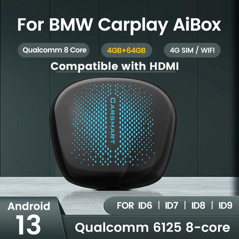 

Qualcomm 6125 Android 13 For BMW ID6 ID7 ID8 ID9 AI BOX 8+128G Original 2 WIFI Car-play car upgrade box Youtube Google Player