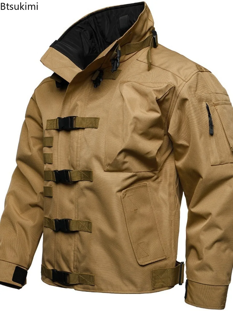 2025 Men's Tactical Cargo Jacket Casual Multi-pocket Wear-resistant Coat Outdoor Waterproof Windbreaker Man Combat Bomber Jacket