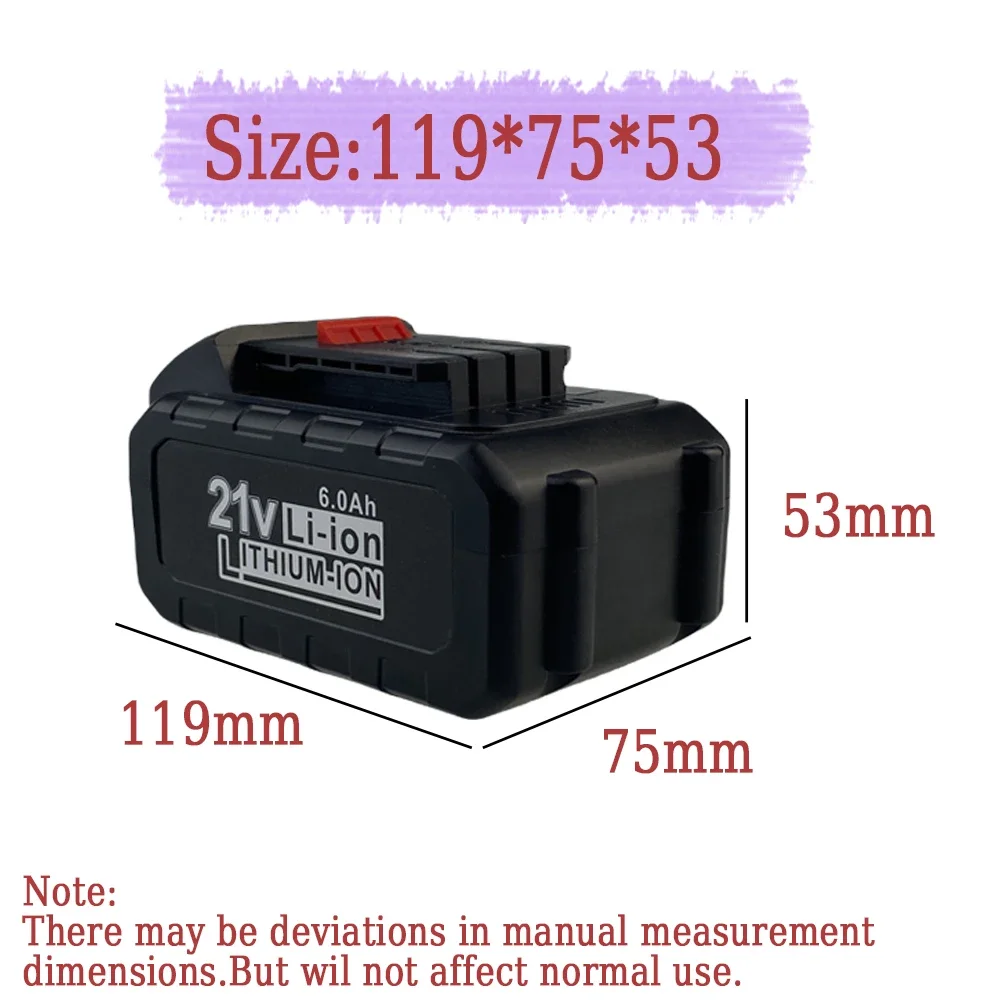 Per Dayi 21V 6000mAh Power Tool batteria al litio ricaricabile chiave elettrica a batteria chiave a percussione per auto