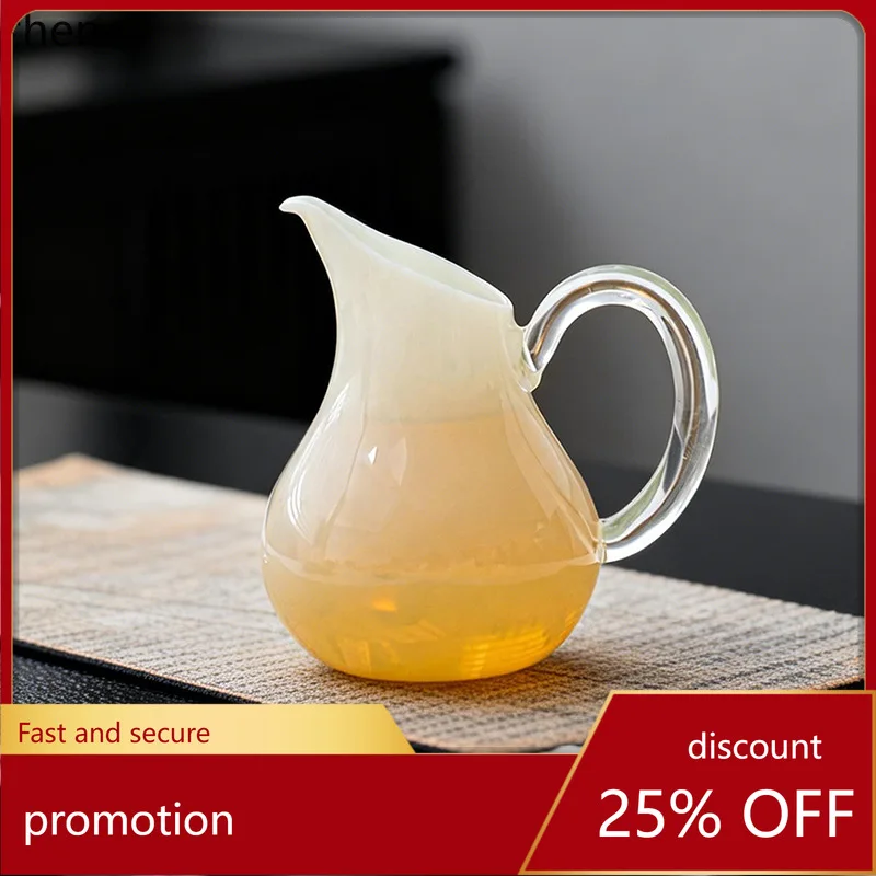 

ZML High-Temperature Resistant Glass Handmade White Jade Moonlight Teapot with Handle, High Borosilicate Glass Tea Accessory