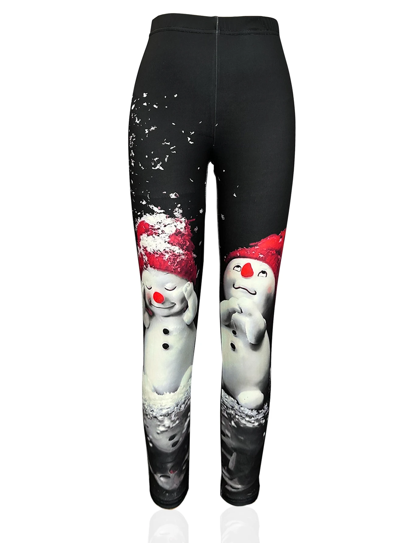 New Spring Autumn Christmas Elements Printed Nine-point Pants Snowman Positioning Printed Leggings Slim Nine-point Pants Women