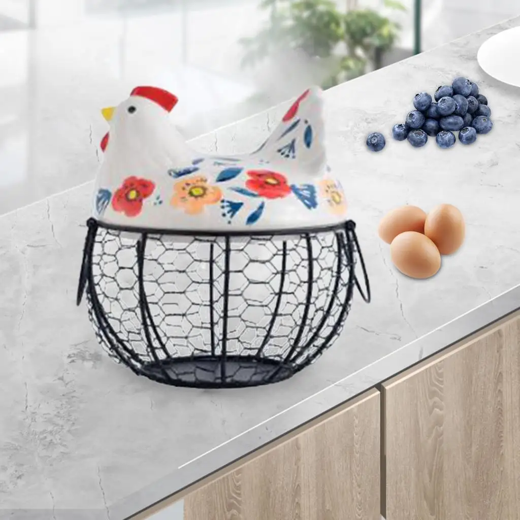 Chicken Egg Basket Organizer Case Gathering Fresh Eggs Rustic Chicken Egg Holder for Fruit Countertop Kitchen Pantry Vegetable