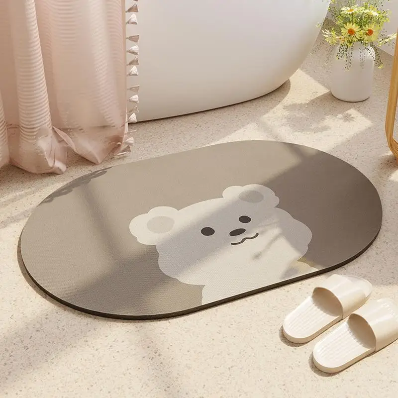 حصيرة شفط الطين المشطورة الناعمة، سجادة باب الحمام الكرتونية اللطيفة #3