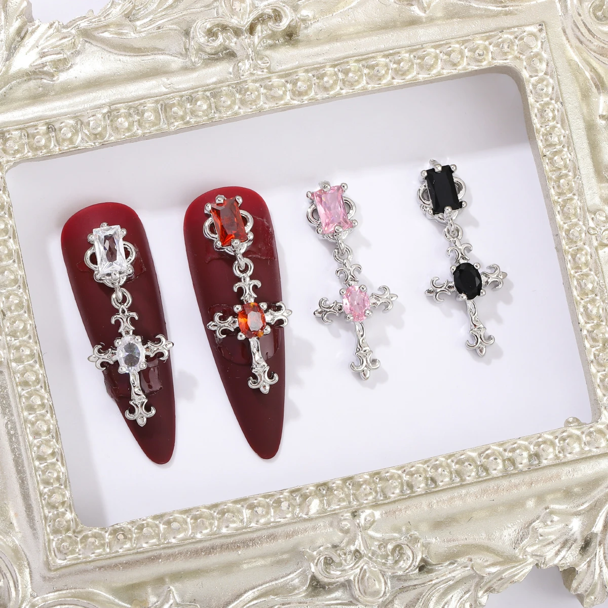 مثقاب أظافر من الزركون ، مثقاب أظافر أوروبي وأمريكي ، صليب رياح ، ترصيع نحاسي ، إكسسوارات فاخرة ، y2k ، 5