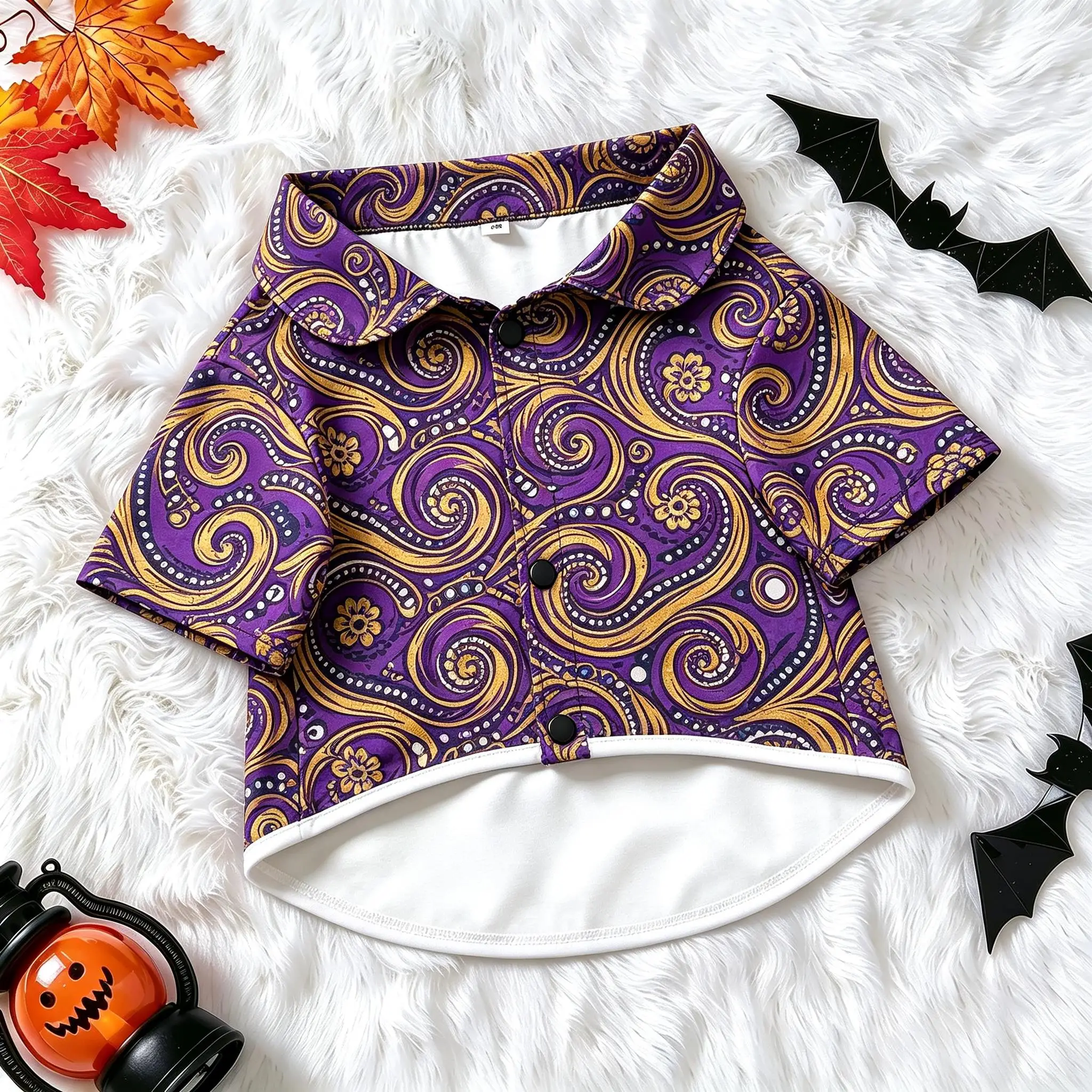 Pet Dog Shirt Red Brown Swirl Sunflower Print Button Up for Small Medium Dogs Retro Boho Theme Daily Wear