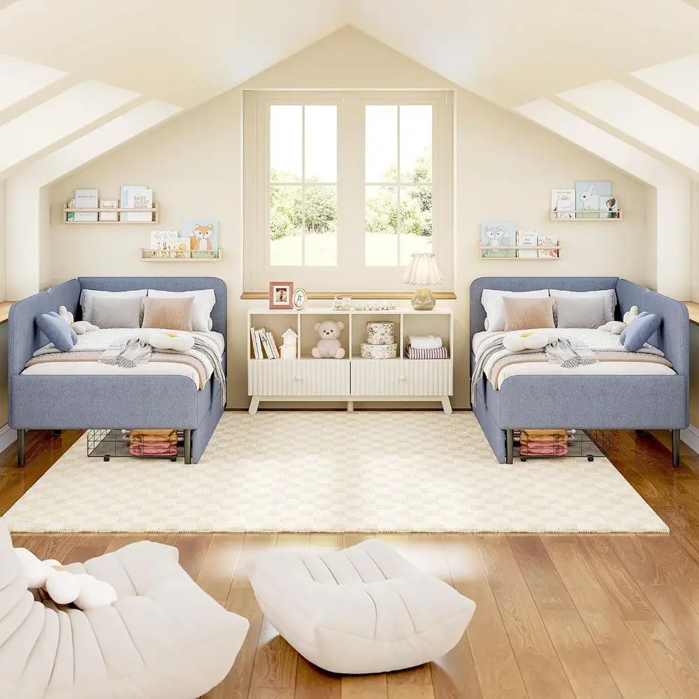 Space-Saving Twin XL Storage Bed with Daybed, Multi-Function Upholstered Bed, Light Grey view 6