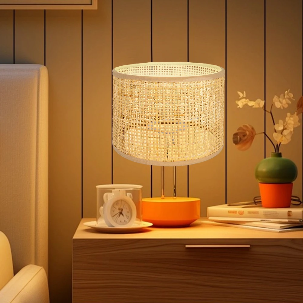 Simulated Rattan Lamp Cover Vintage Chandelier Specialty Paper Home Living Room Teahouse Lampshade Pendant Light Decor Lampshade