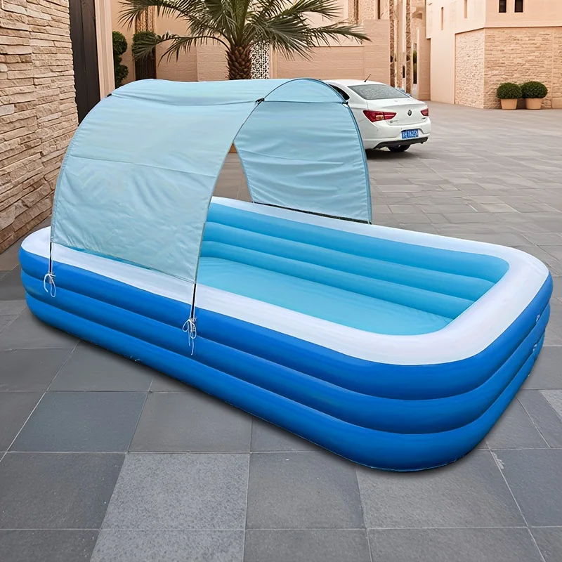 Thickened Inflatable Bathtub Pool With Awning Family Swimming Pool for Children Adults