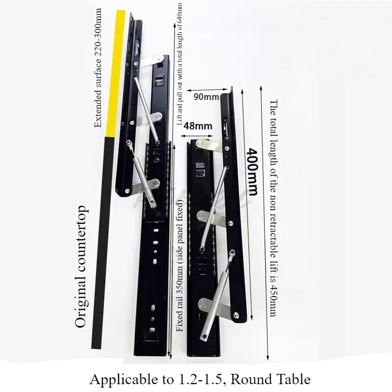 A Pair of Dining Tables with Telescopic Lifting Rails Square Table To Round Table Guide Rails Folding Hardware Accessories