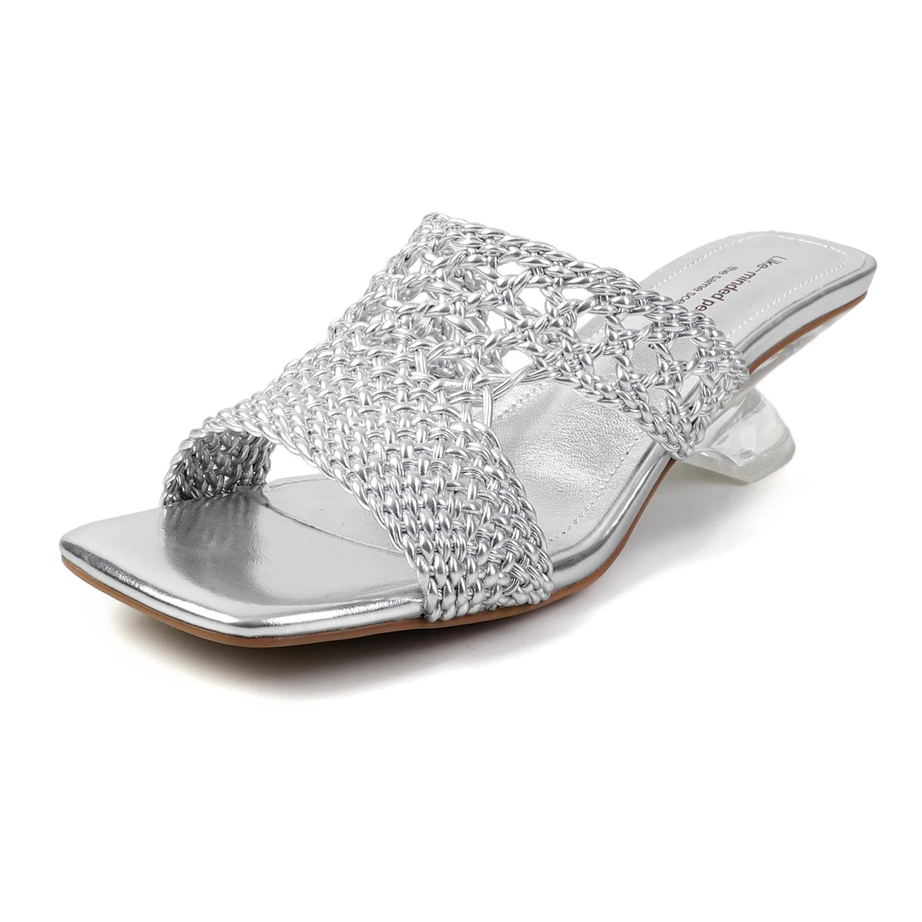 كرازينغ وعاء حزام منسوج Slingback البغال اللمحة تو ميد الكعوب أحذية الصيف أنيقة شيك النعال غير رسمية الحفلات النساء الصنادل الحديثة