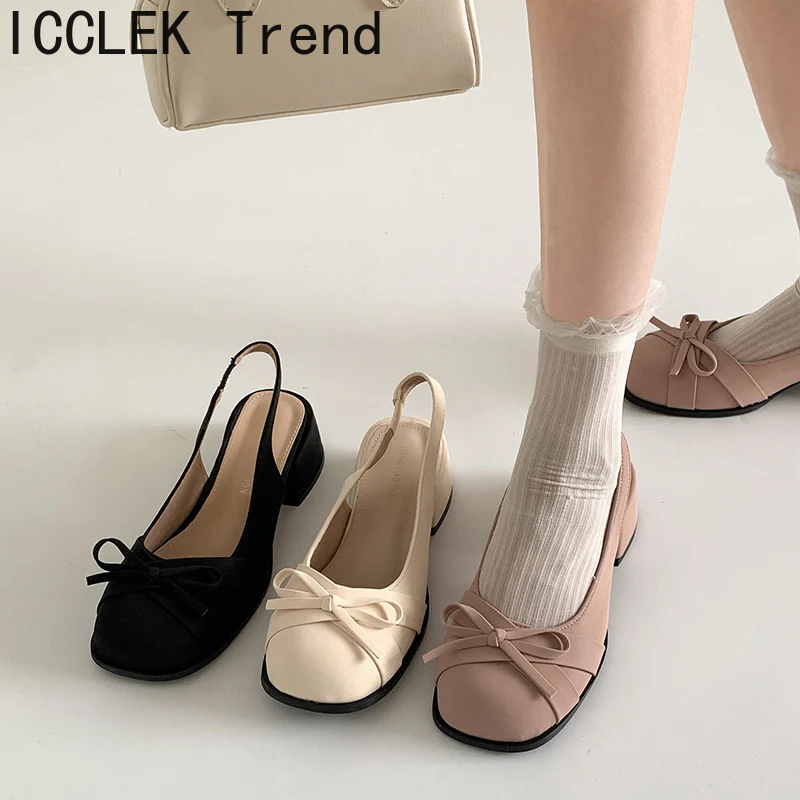 

Summer Fashion Cover Toe Women Sandals Fashion Ladies Concise Butterfly-knot Thick Heel Sandalias