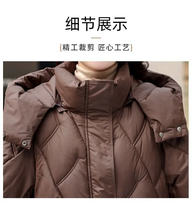 Winter Down Cotton Jacket Mid length Women's New Design sense Spliced Warm Thicken Parka Coat Female Loose Hooded Casual Jackets