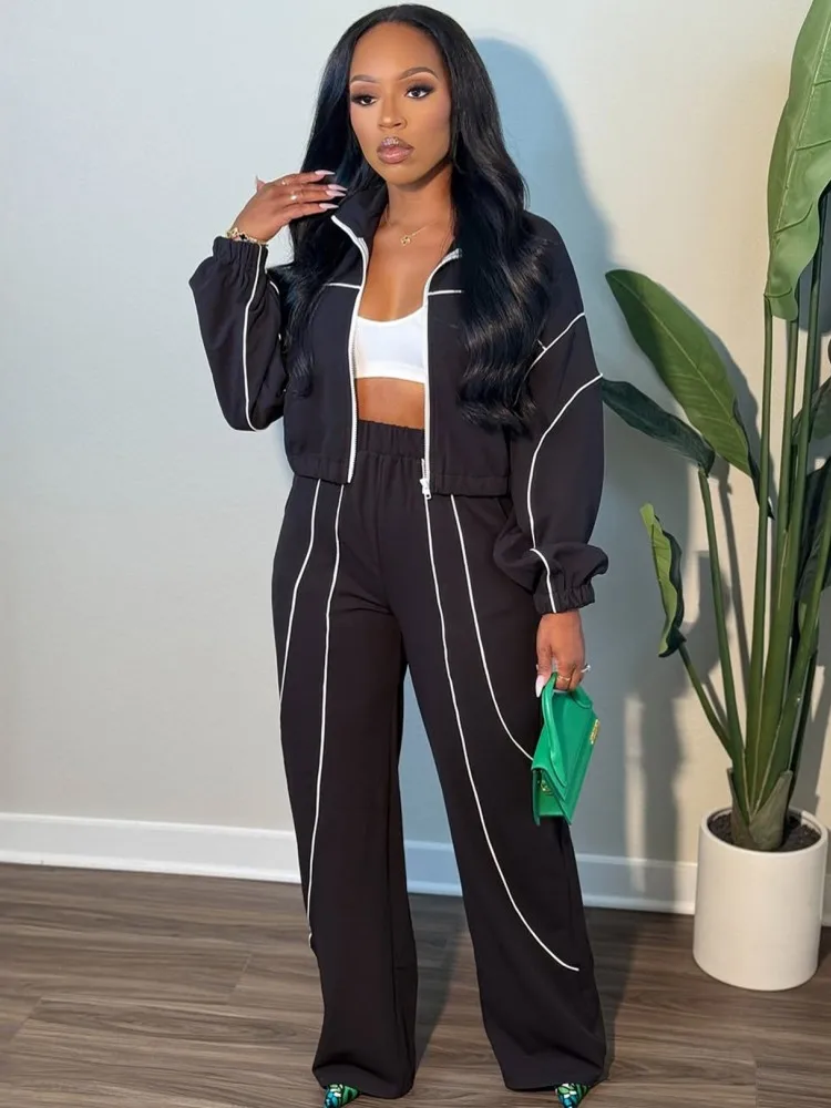 

2 Piece Women Sets 2025 New Arrival Autumn Winter Matching Sets Zipper Long Sleeve Jacket Top And Pants Suits Outfits Clothing