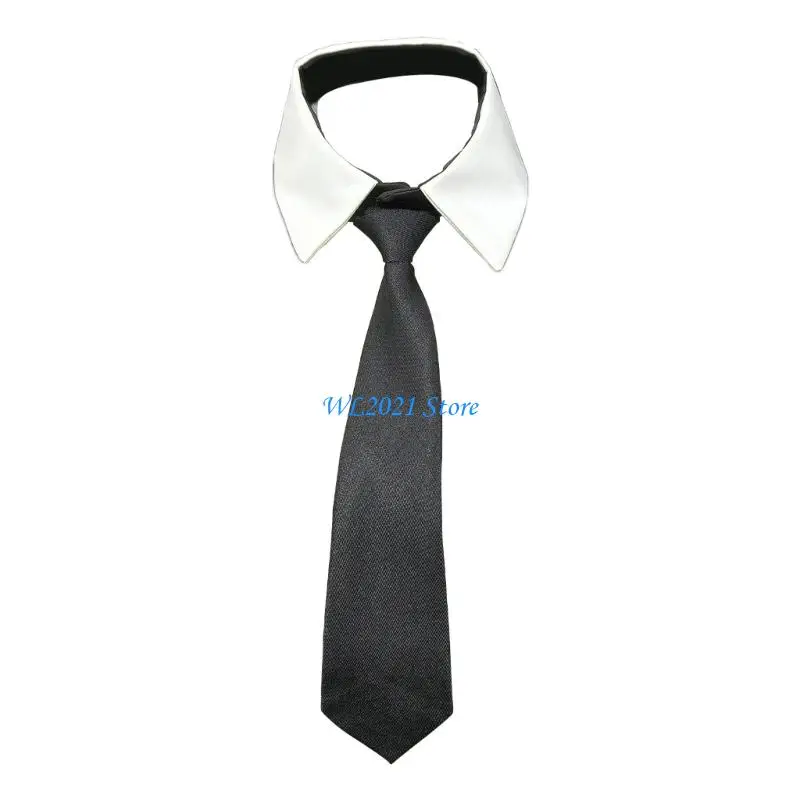 

G5GC Stylish Removable False Collar with Neck Tie Front School Uniform Blouse Choker