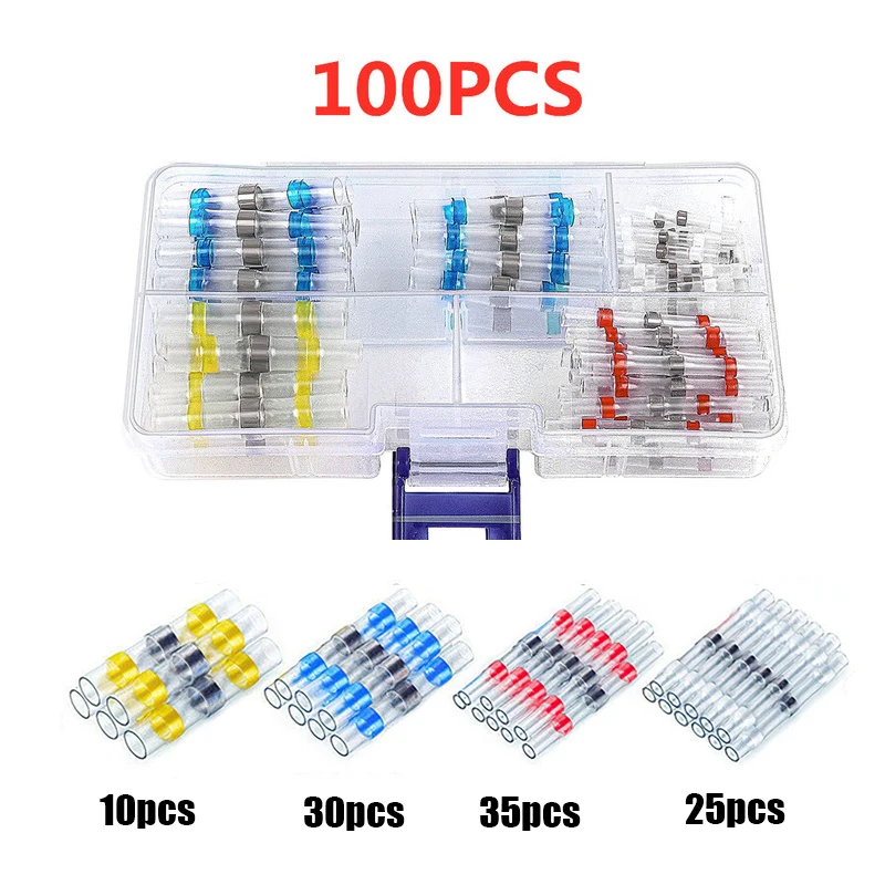 50-1000Pcs Solder Dichtung Draht Anschlüsse Schrumpf Solder Butt Isolierte Anschlüsse Solder Connector Kit Automotive Marine