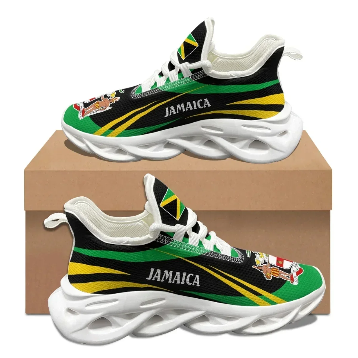 

New Jamaica National Flag Medal Pattern Women Men Autumn Winter Tennis Shoes Outdoor Work Breathable Convenient Flats Sneakers