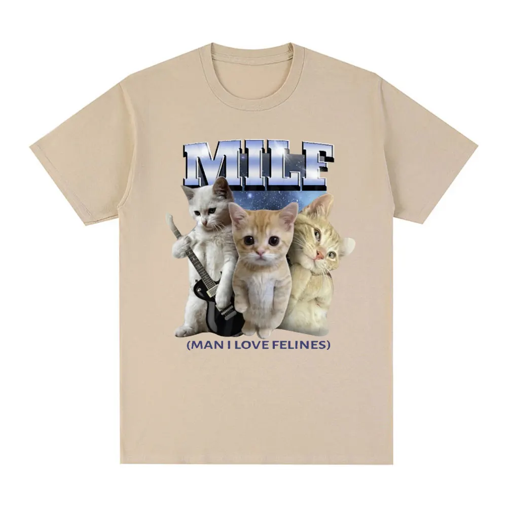 MILF Man I Love Felines T-Shirt Funny El Gato Meme Sad Crying Cat Graphic Short Sleeve T Shirts 100% Cotton Comfort Loose Tees