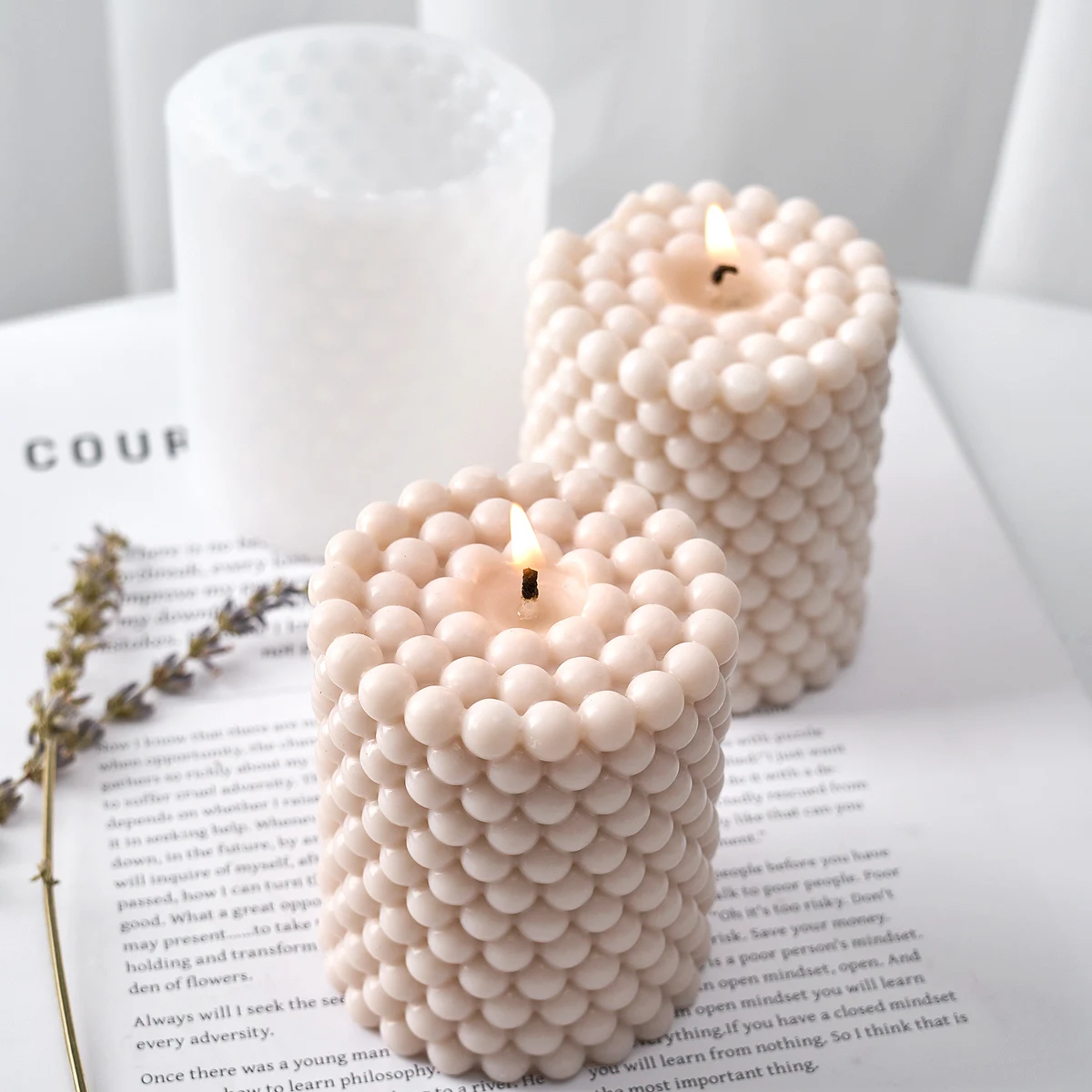 3D Cylinder Candle Mold DIY Anti-stick Bubble Scented Candles Dinner Ornament Making Soap Resin Plaster Craft Forms Home Decor