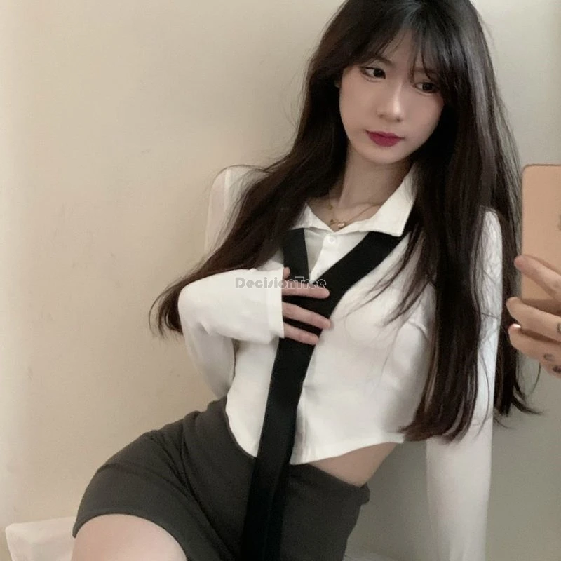 2024 Korea Stil adrette Anzug Frauen neue weiße Langarmhemd hohe Taille engen Rock zweiteilige Mode sexy jk Uniform w941