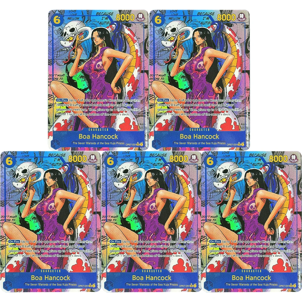 5PCS One piece Haracter Game Foil Texture Card OP07 500 Years in the Future Urouge Jewelry Bonney Boa Hancock Portgas.D.Ace OPCG