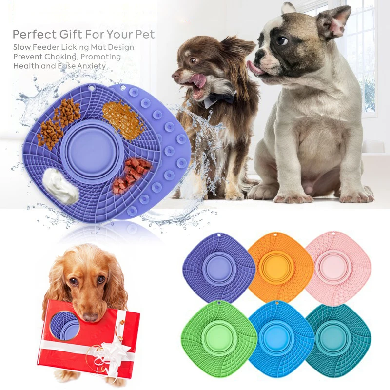 

Pet Lick Silicone Mat for Dogs Pet Slow Food Plate Dog Bathing Distraction Silicone Dog Sucker Food Training Dog Feeder Supplies