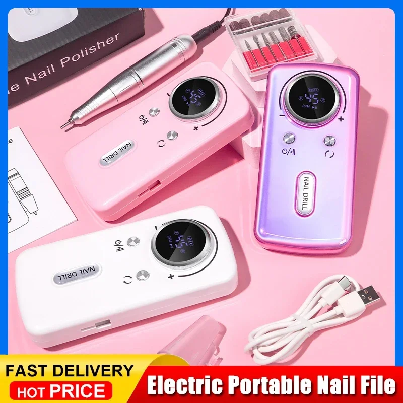 

Nail Drill 45000RPM Machine Electric Portable Nail File Rechargeable Nail Sander for Gel Nails Polishing For Home Manicure Salon