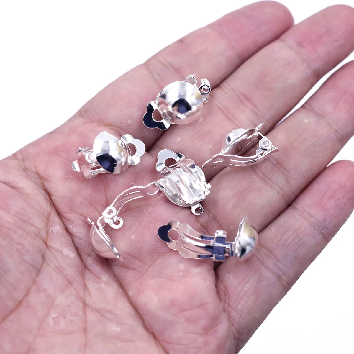 250Pcs Earring Clip Ear Copper Silver Plated Jewelry DIY Making Findings 12x14mm