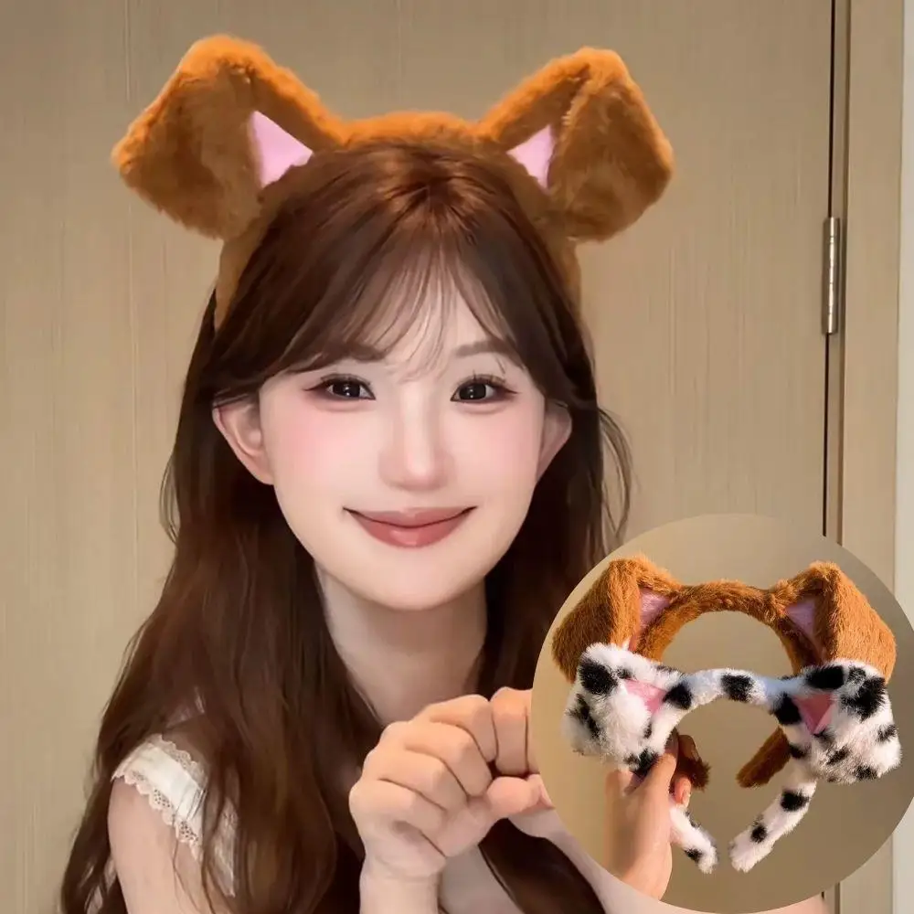 Ikat Rambut Anjing Bermotif Telinga Lipat, Aksesoris Rambut Anjing Lucu untuk Cosplay, Ikat Kepala Kartun untuk Wanita, Hadiah Festival