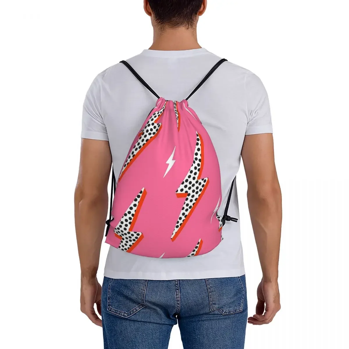 Lightning Bolt Thunder Flash Preppy Pink Mochilas, Drawstring Bundle, Sports Bag, Travel Bag, Sports Bag, Estudantes