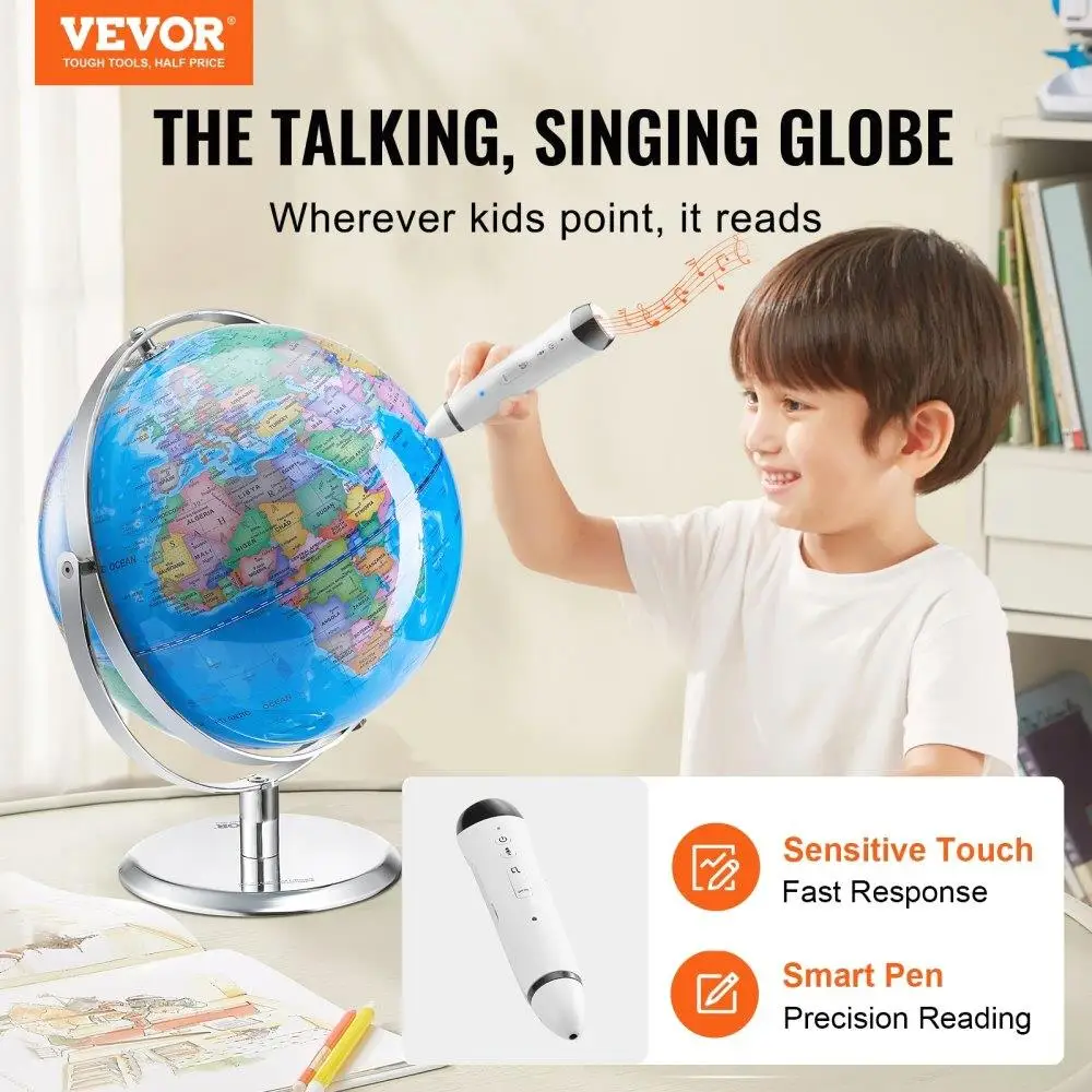 Educational Interactive Talking Globe for kids with Smart Pen LED Night Light USB Learning Gift for children