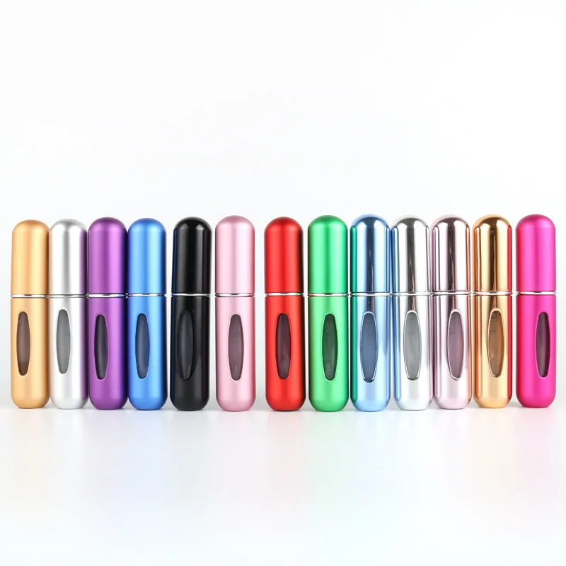 

5PCS 5ml Bottom-filled Perfume Bottle Self-pumping Refillable Aluminum Perfume Bottle Portable Flushing Spray Bottle