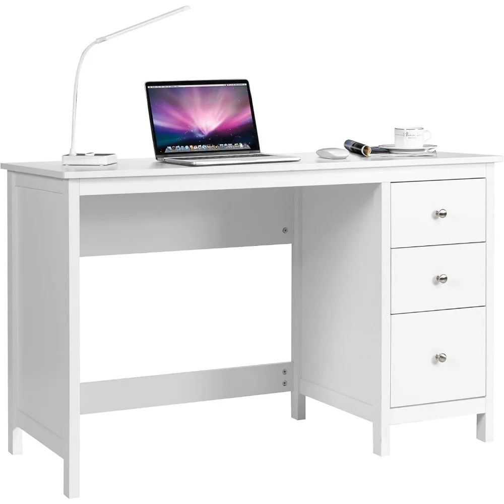 Desk with Drawers, Modern Home Office Computer Desk with Storage Drawers & Spacious Desktop, Compact Writing Study Desk